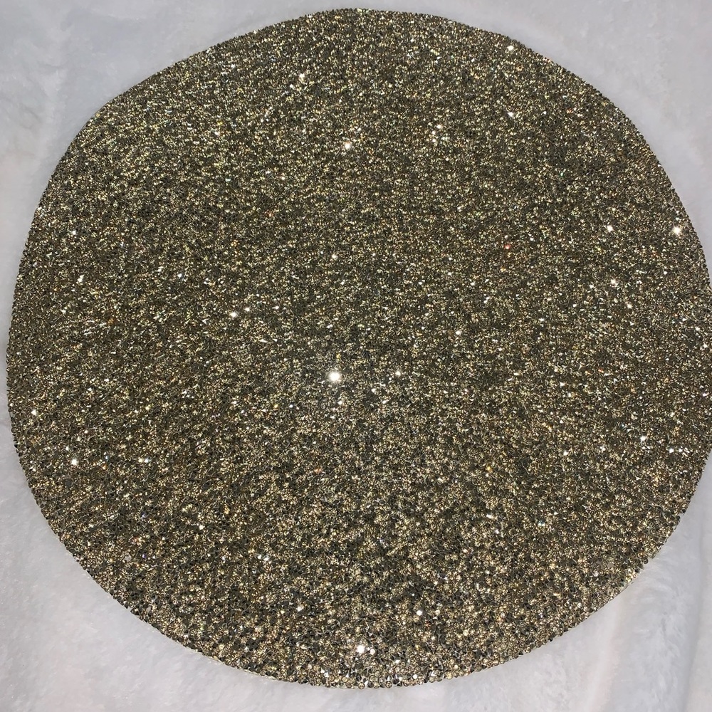 Set of 4 Sparkles Luminous Rhinestone Diamond Gold Placemats